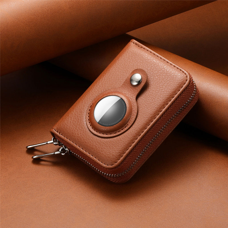 Portefeuille Cuir RFID Zippé avec Compartiment de Suivi