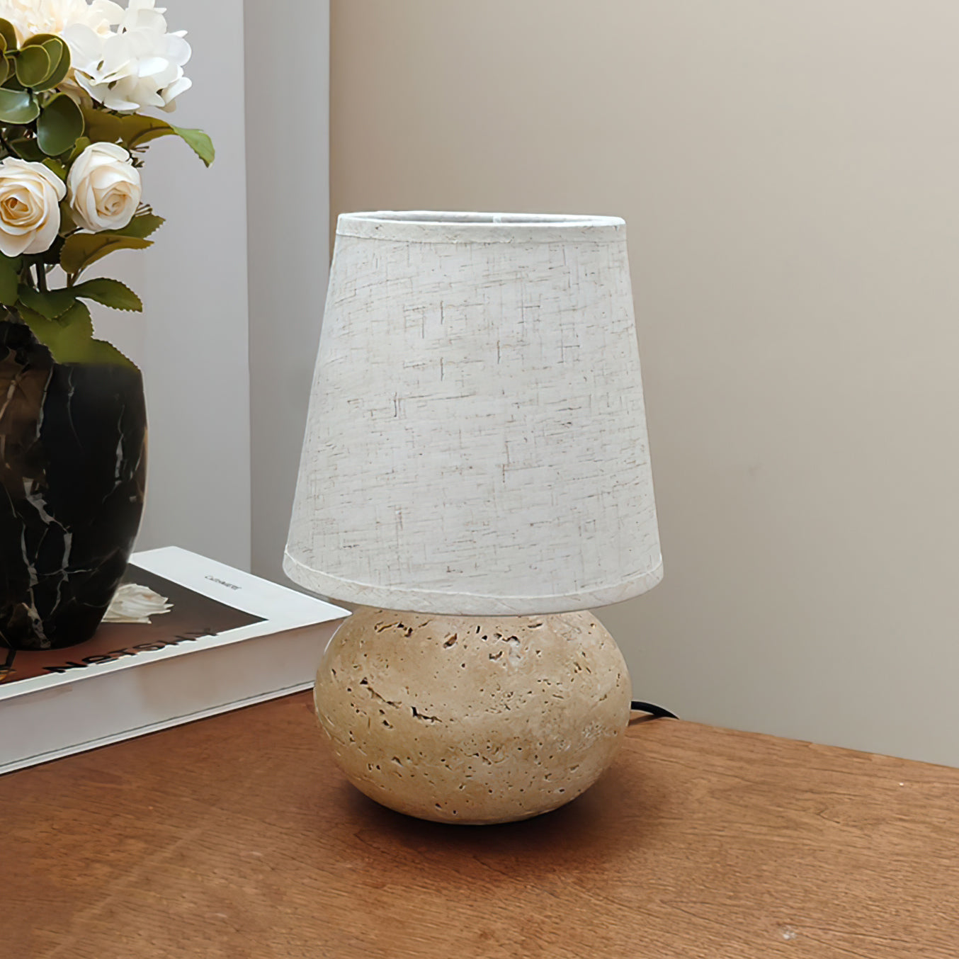 Lampe de Table Travertin Beige Élégant