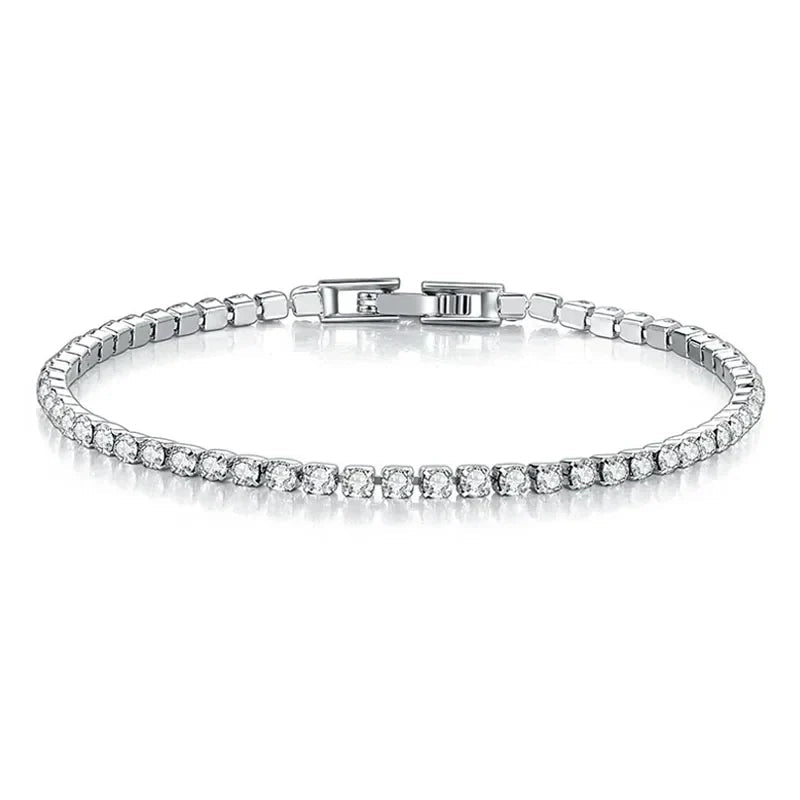 Bracelet Tennis Argent Luxe avec Pierres Brillantes