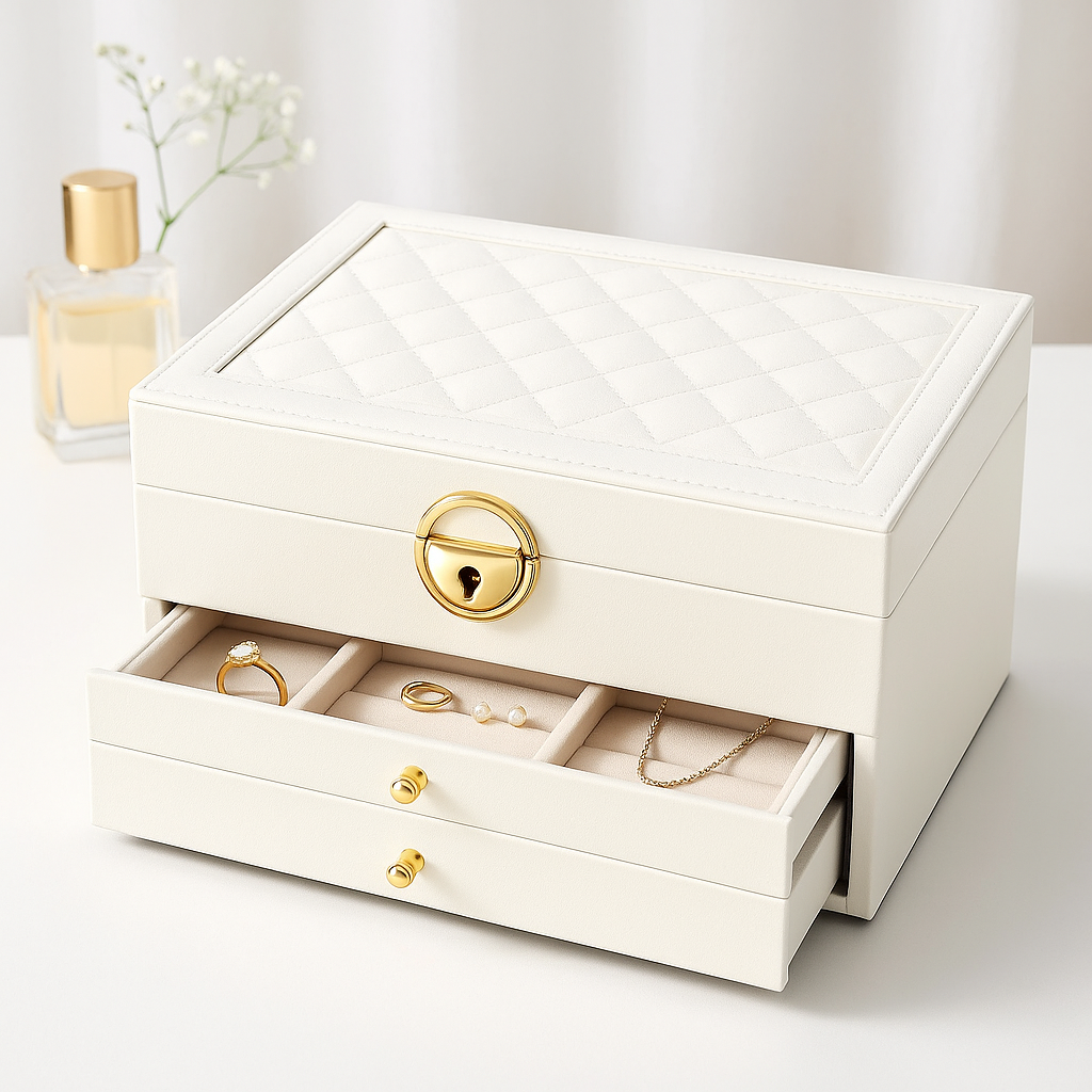 Boîte à Bijoux Cuir Rangement Organisateur