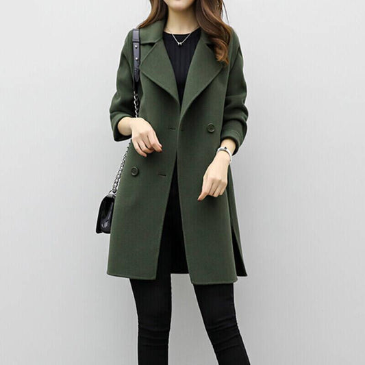Manteau Élégant en Laine Mélangeé - Taille Slim pour Hiver - Foivo