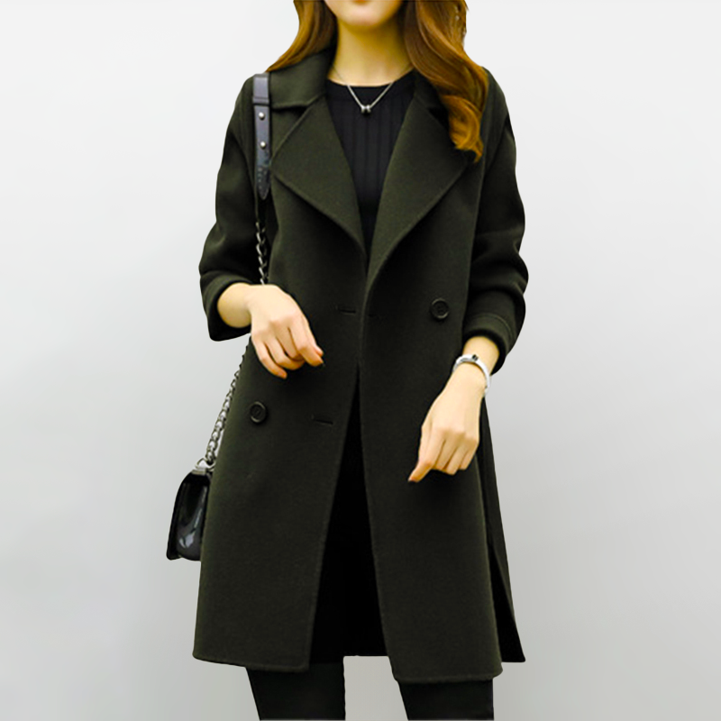 Manteau Élégant en Laine Mélangeé - Taille Slim pour Hiver