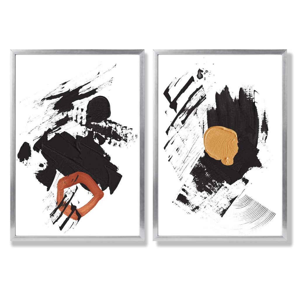 Ensemble d'Art Abstrait Noir et Jaune 9