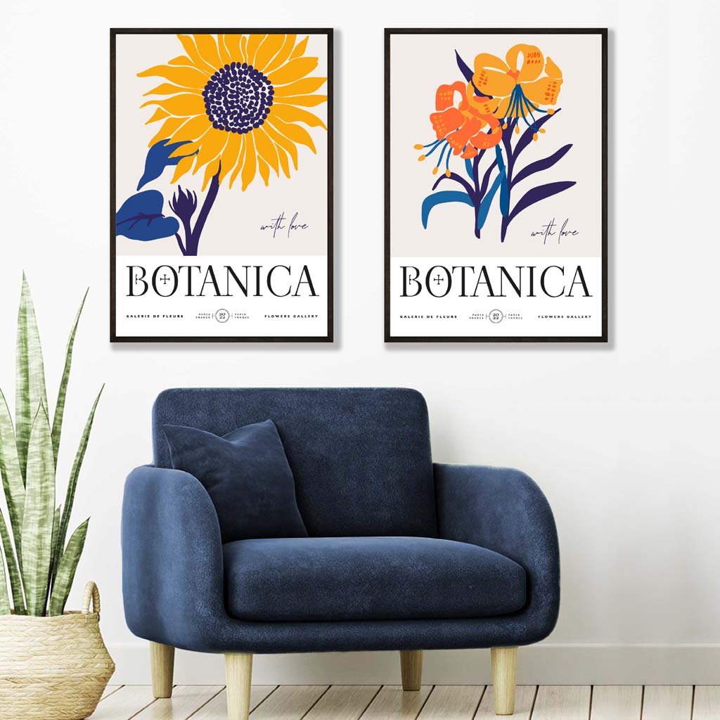 Ensemble d'Art Floral d'Été Bleu et Jaune 1