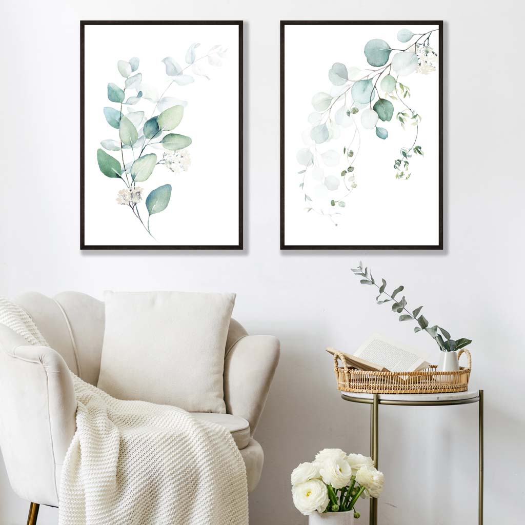 Ensemble d'Art Murale Eucalyptus Bleu-Vert 1