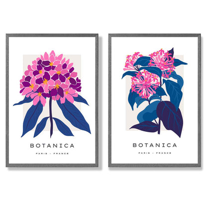 Ensemble d'Estampes d'Art Fleurs d'Été Roses et Bleues 4