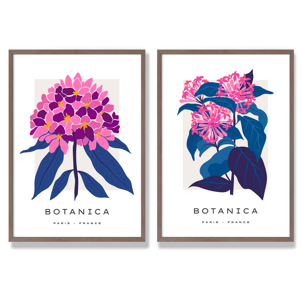 Ensemble d'Estampes d'Art Fleurs d'Été Roses et Bleues 7