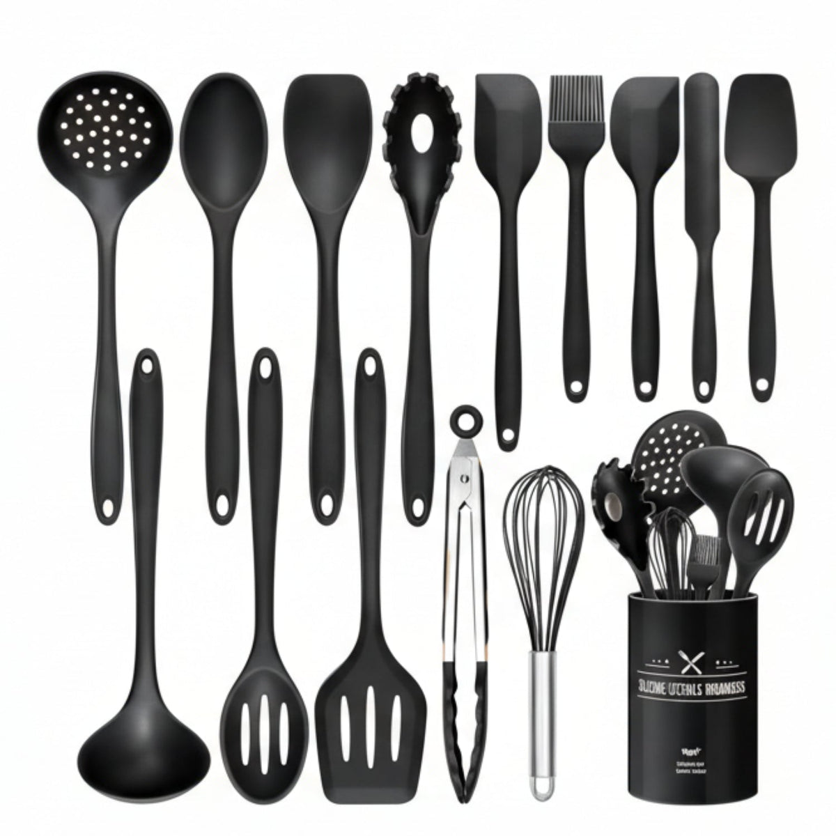 Ensemble Ustensiles de Cuisine Plastique et Acier Ergonomique - Foivo