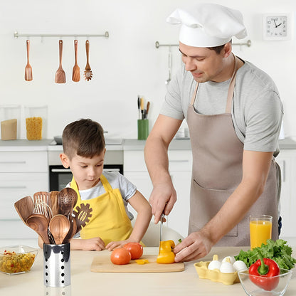Ensemble d'Ustensiles de Cuisine en Teck de 11 Pièces avec Support 1