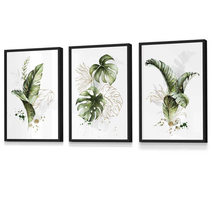 Ensemble de 3 Estampes Murales Botaniques Design Tropical 1