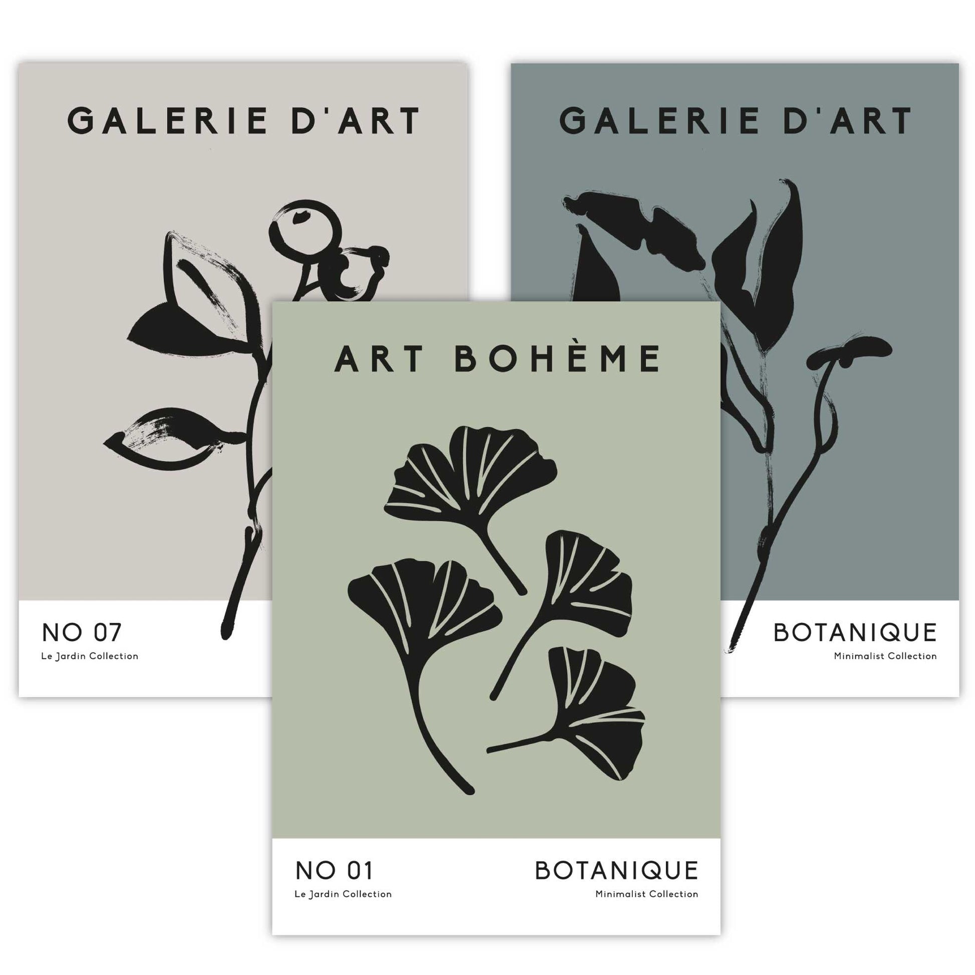 Ensemble de 3 Tirages d'Art Botanique Minimaliste 1