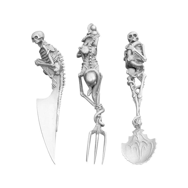 Ensemble Couverts Métal Squelettique Style Halloween - Foivo