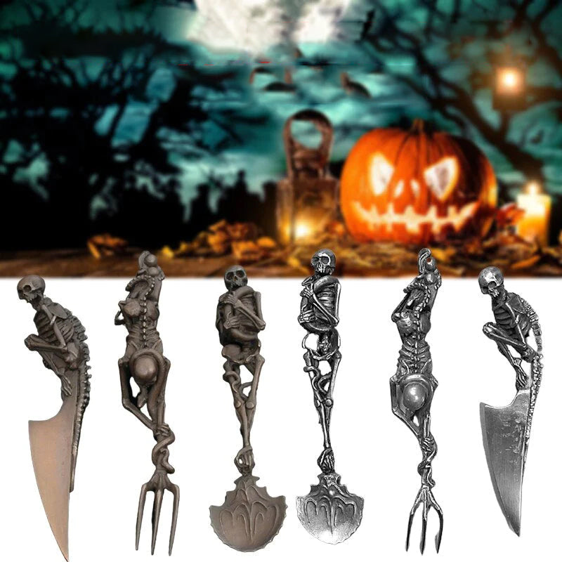 Ensemble de Couverts Squelettiques Halloween Unique 1