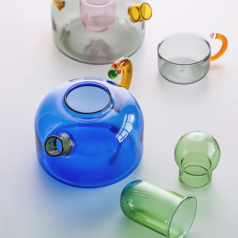 Ensemble de Service à Thé Moderne Coloré en Verre 1