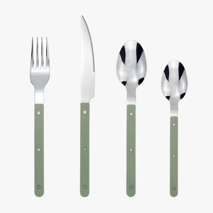 Ensemble de Vaisselle 24 Pièces pour 6 Personnes avec Assiettes Plates et Couvert Design Gravé 10