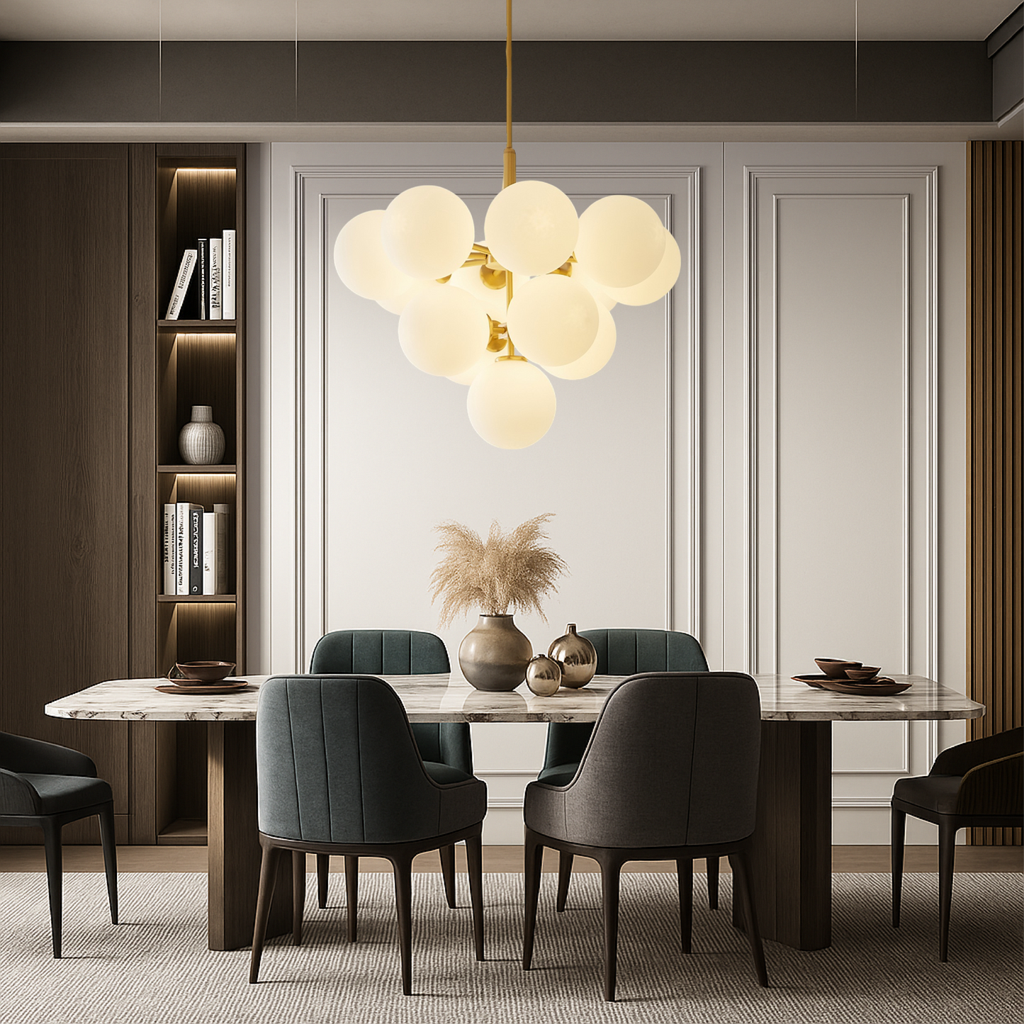 Luminaire Entra | Lustre Nordique à Bulles avec Effet Lumineux Moderne - Foivo