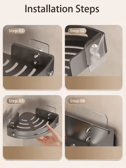 Étagère de Douche Unisexe Plastique Transparente Sans Perçage