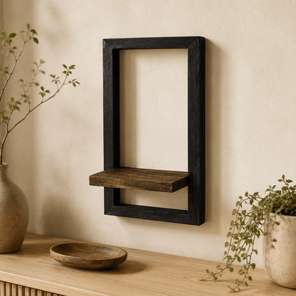 Étagère Murale Bois dAcacia Massif Cadre Acier Style Vintage