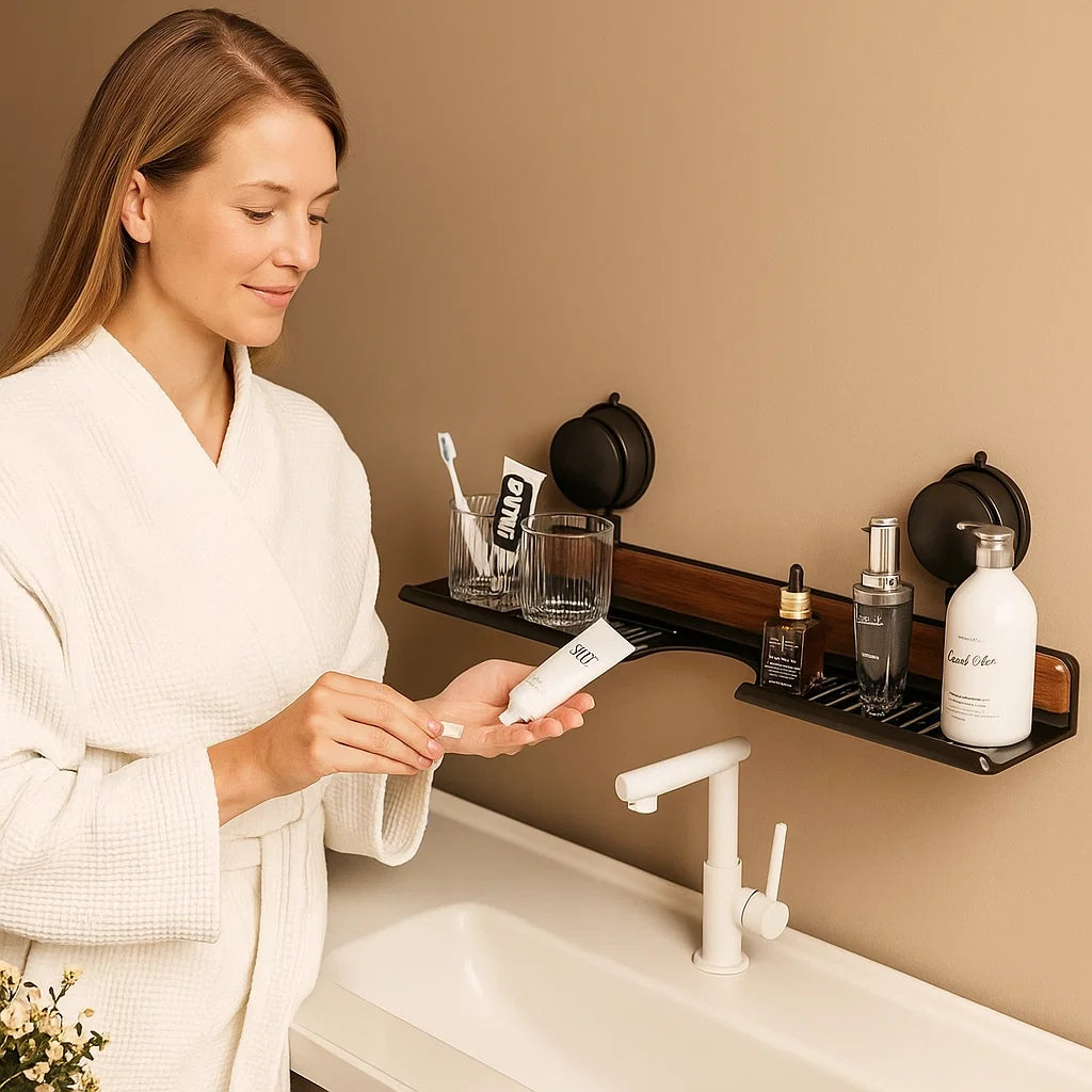 Étagère Salle de Bain Ventouse Sans Perçage Design Moderne - Foivo