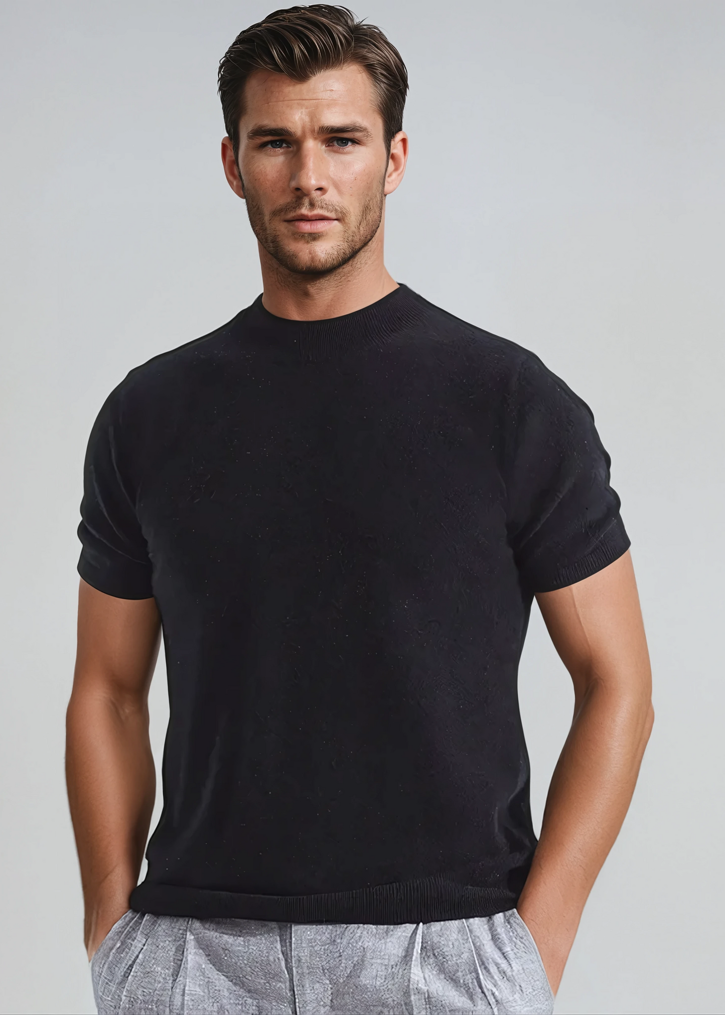 Joshua | Luxurious Black Cashwool T-Shirt - Foivo