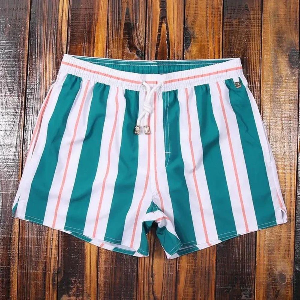 Shorts de Bain Rayés Homme Élastique