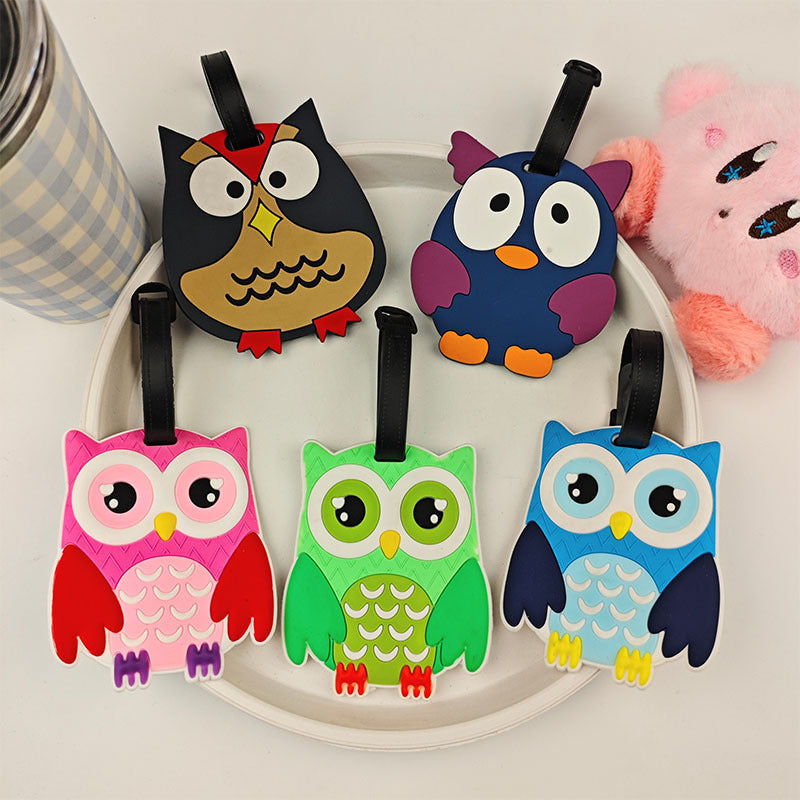 Étiquette de bagage unisexe motif hibou ludique 1
