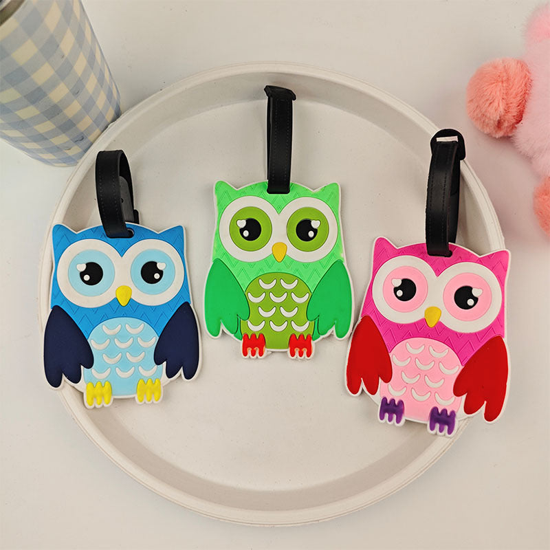 Étiquette de bagage unisexe motif hibou ludique 2