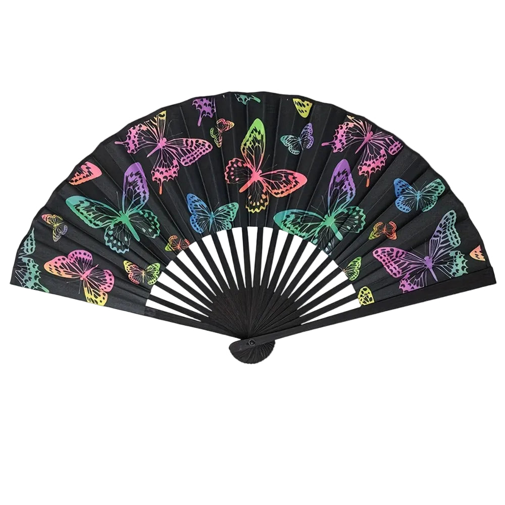 Éventail Pliable Femme Motif Papillons Design Élégant - Foivo