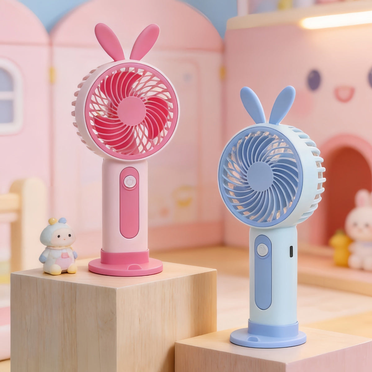 Éventail Portable pour Femmes Design Lapin Avec Réglages de Vitesse 4