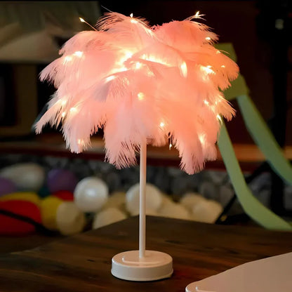 Lampe LED Élégante à Plumes avec Télécommande