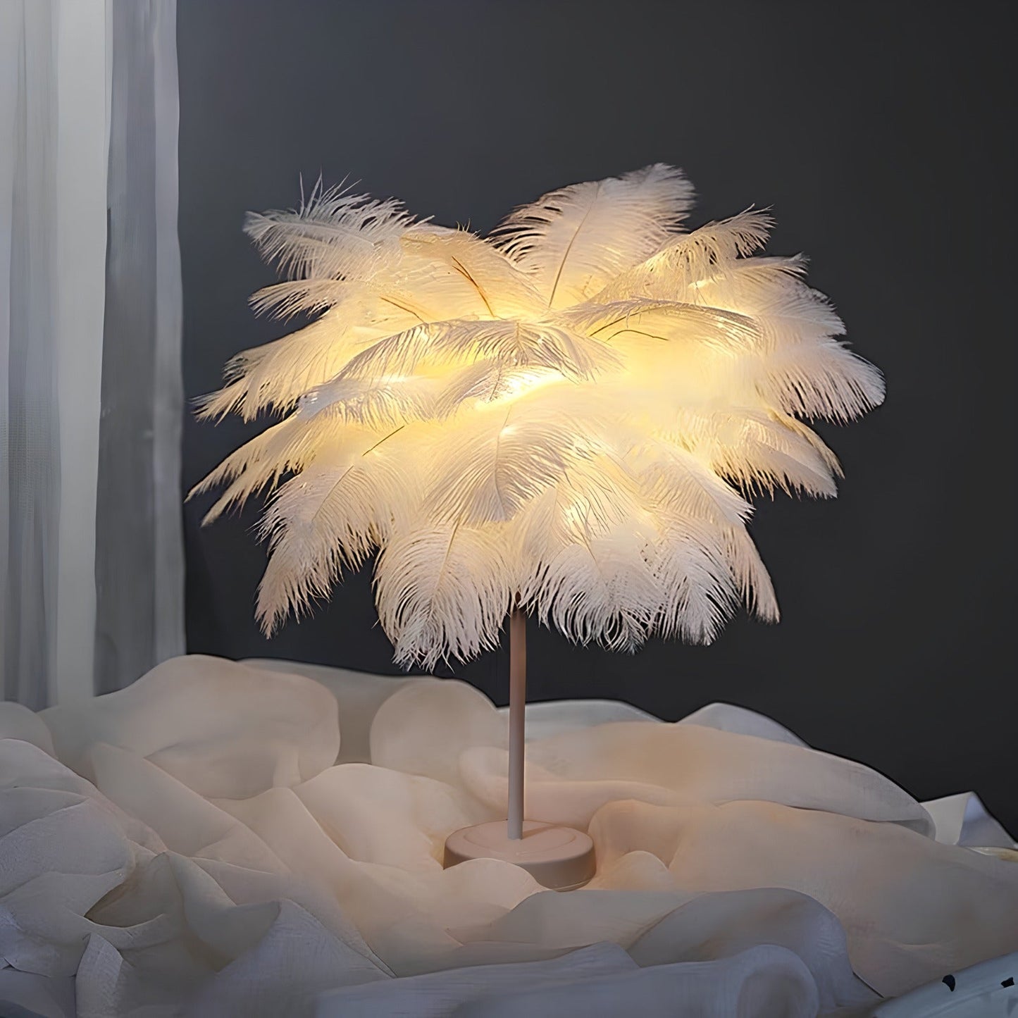 Lampe LED Élégante à Plumes avec Télécommande