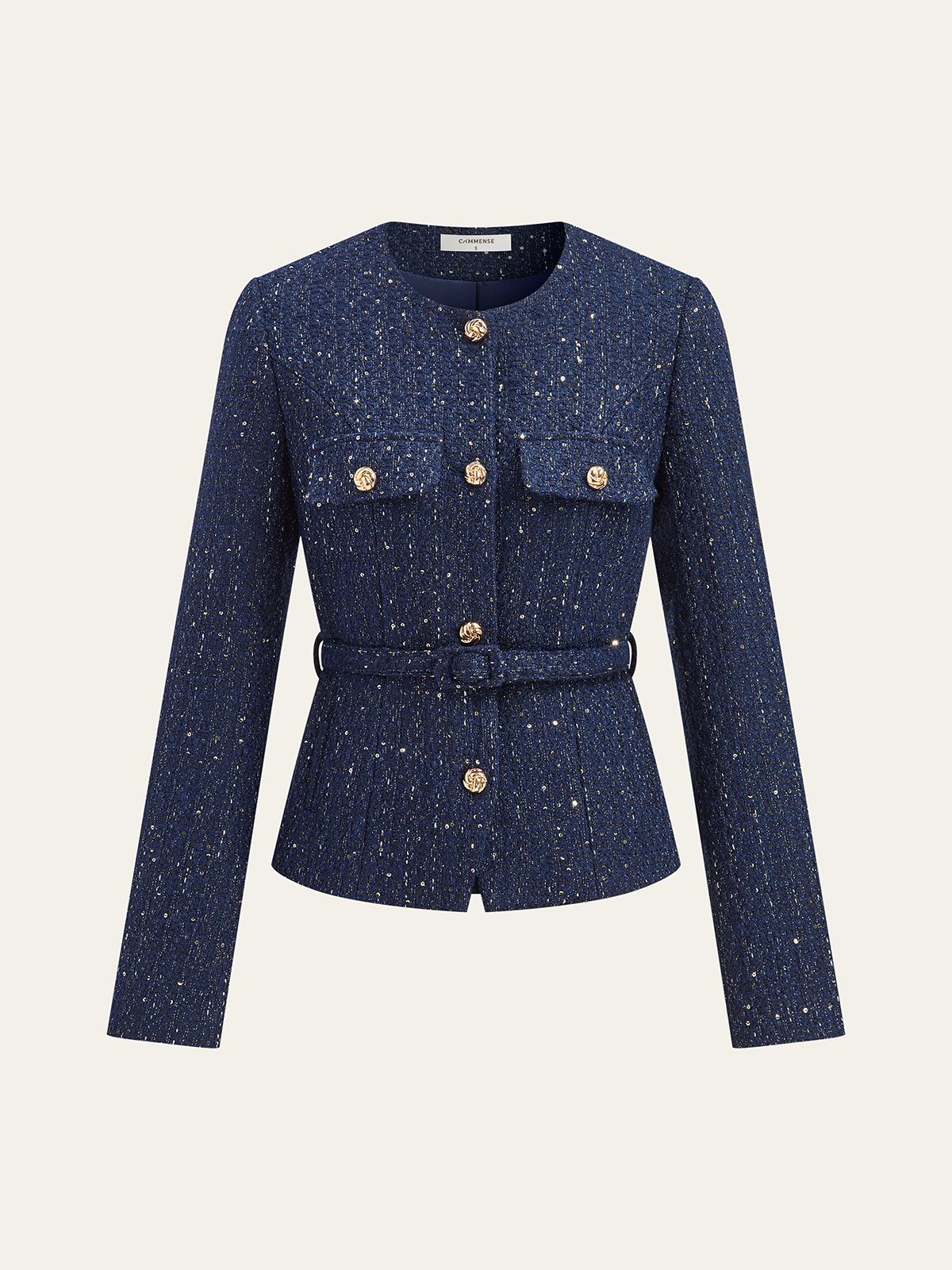 Felicity | Modern Metallic Button Tweed Jacket - Foivo
