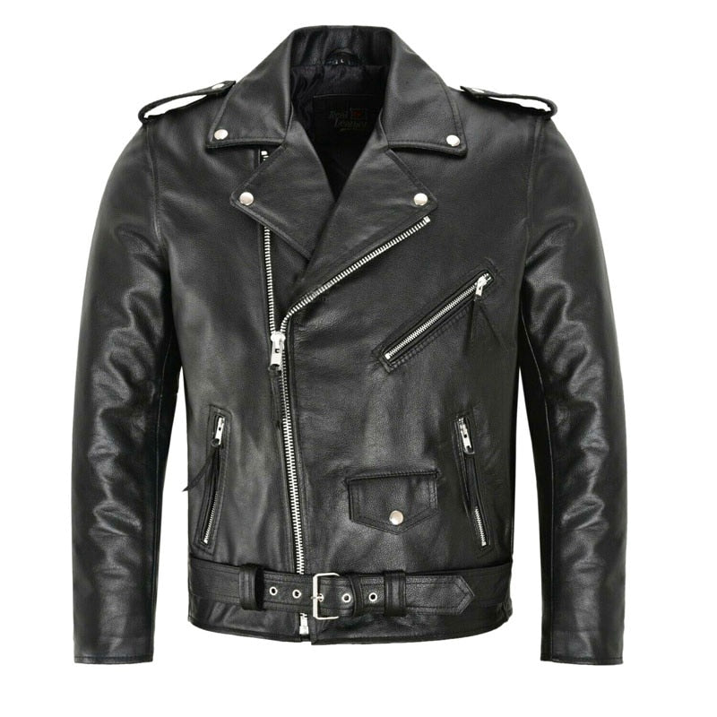 Veste Cuir Homme Motard Élégant à Fermeture Éclair - Foivo