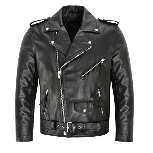 Veste Cuir Homme Motard Élégant à Fermeture Éclair - Foivo