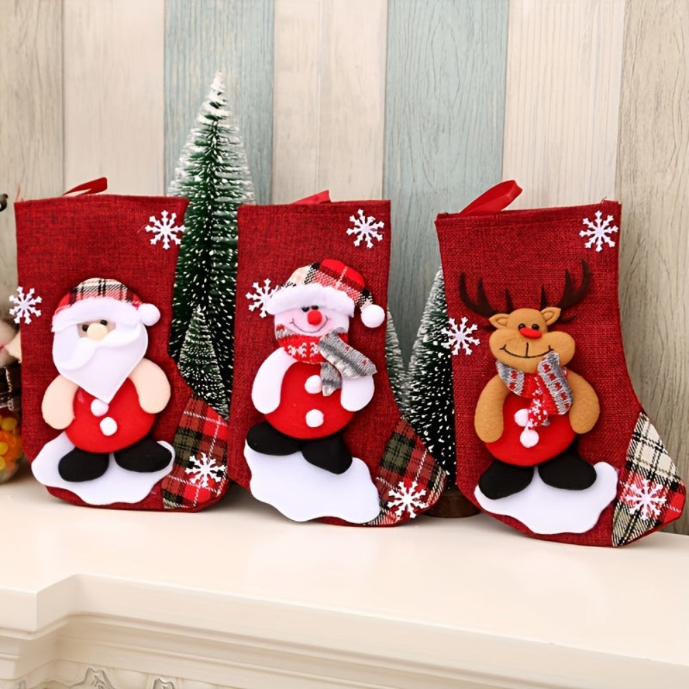 Chaussettes de Fête Hivernales | Set de Noël Joyeux avec Père Noël et Renne - Foivo