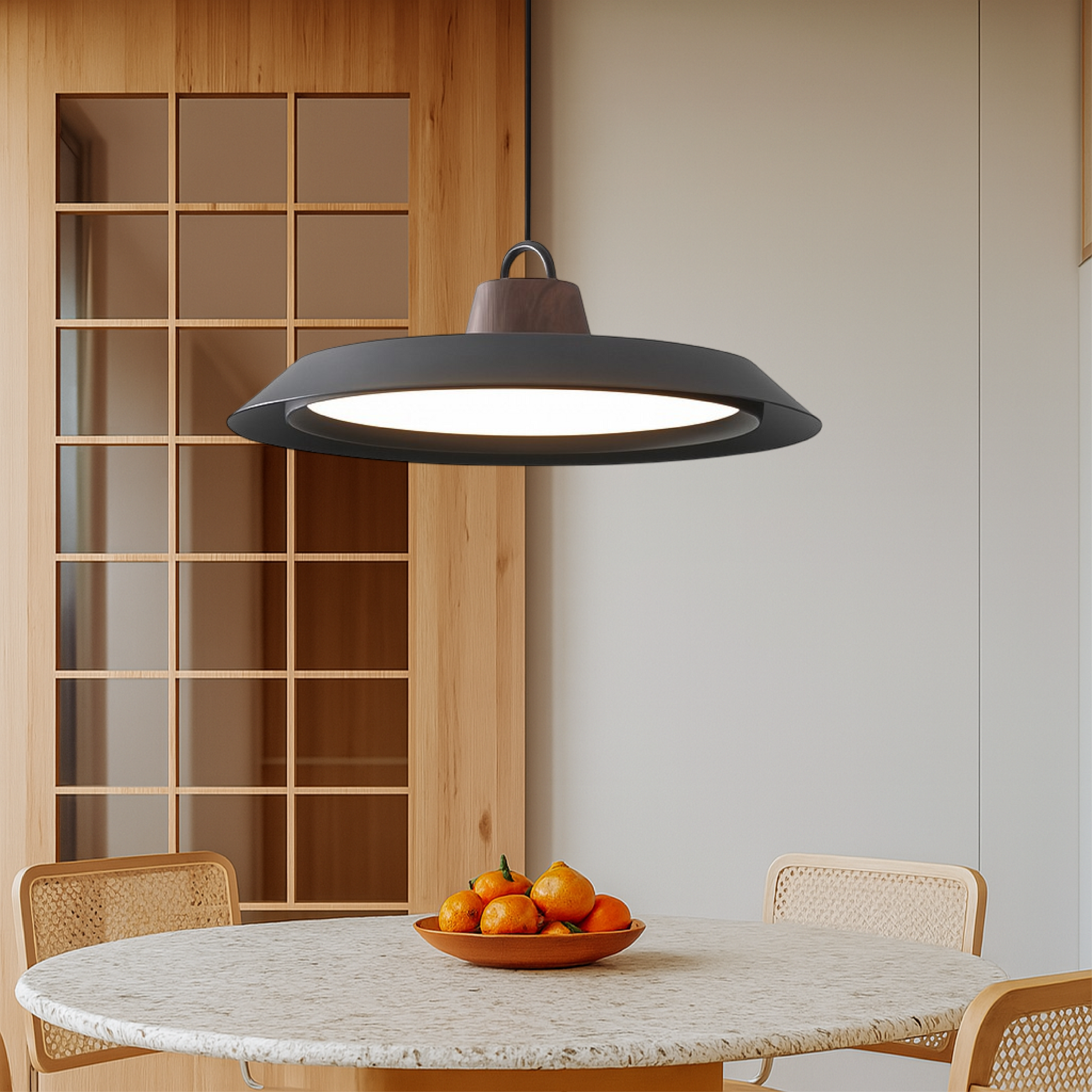 Lampe Pendante Bois Naturel Moderne - Foivo