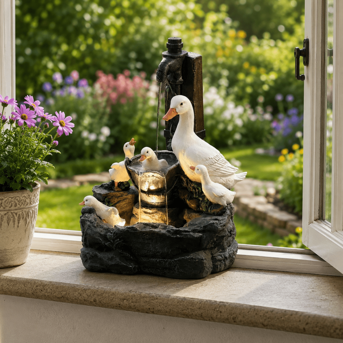 Figurine de Jardin Canard et Écureuil 1