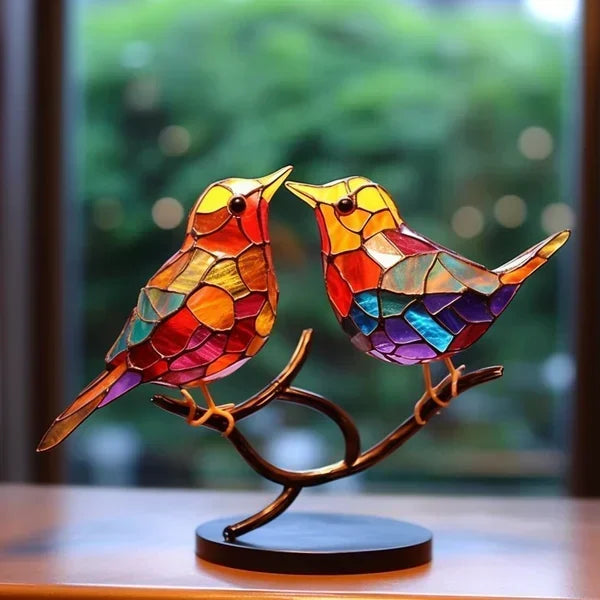 Figurines d'Oiseaux Colorés Artisanal Pour Décoration Intérieure 3