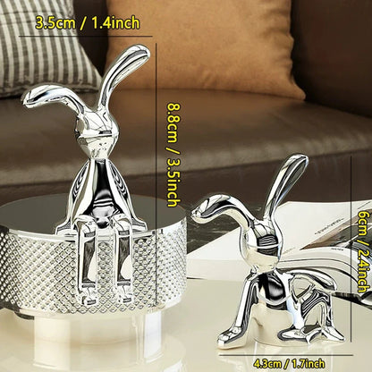 Figurines de lapin décoratives en or et argent 2