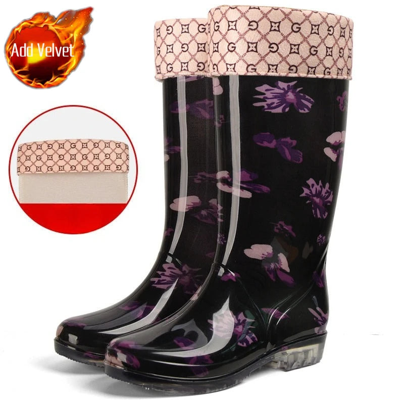 Bottes Hivernales Imperméables à Fleur pour Femme