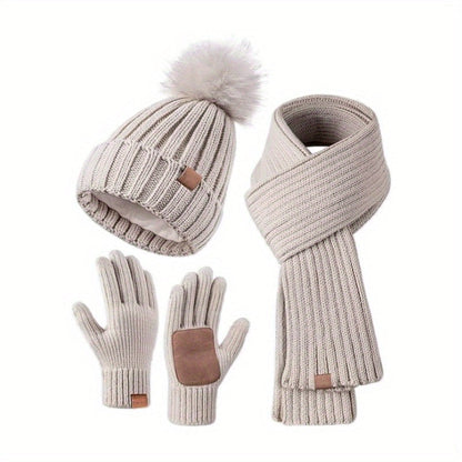 Équipement Hiver Chaud 3 en 1 : Chapeau, Écharpe, Gants - Foivo