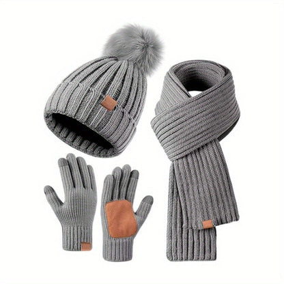 Équipement Hiver Chaud 3 en 1 : Chapeau, Écharpe, Gants
