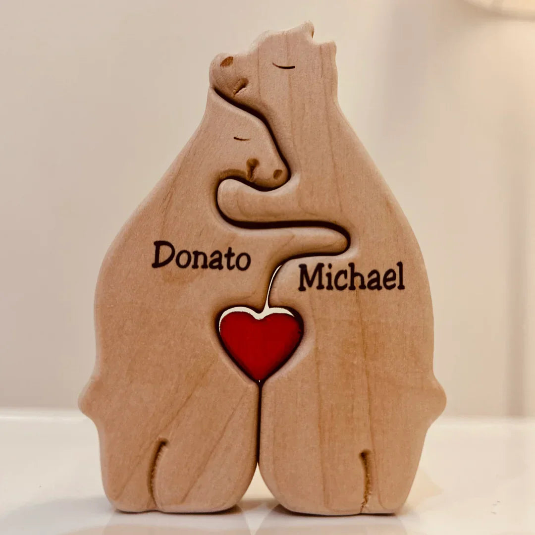 Jeu d'Énigme Ours en Bois - Décoration Chaleureuse