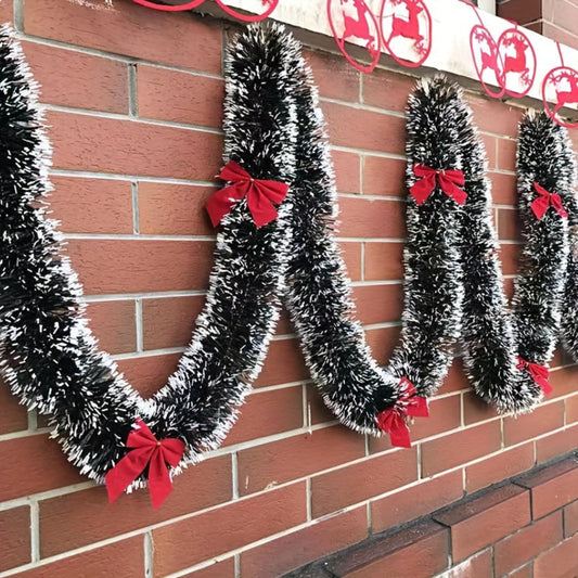 Guirlandes Noires de Noël avec Nœuds Rouges - BlxckFR