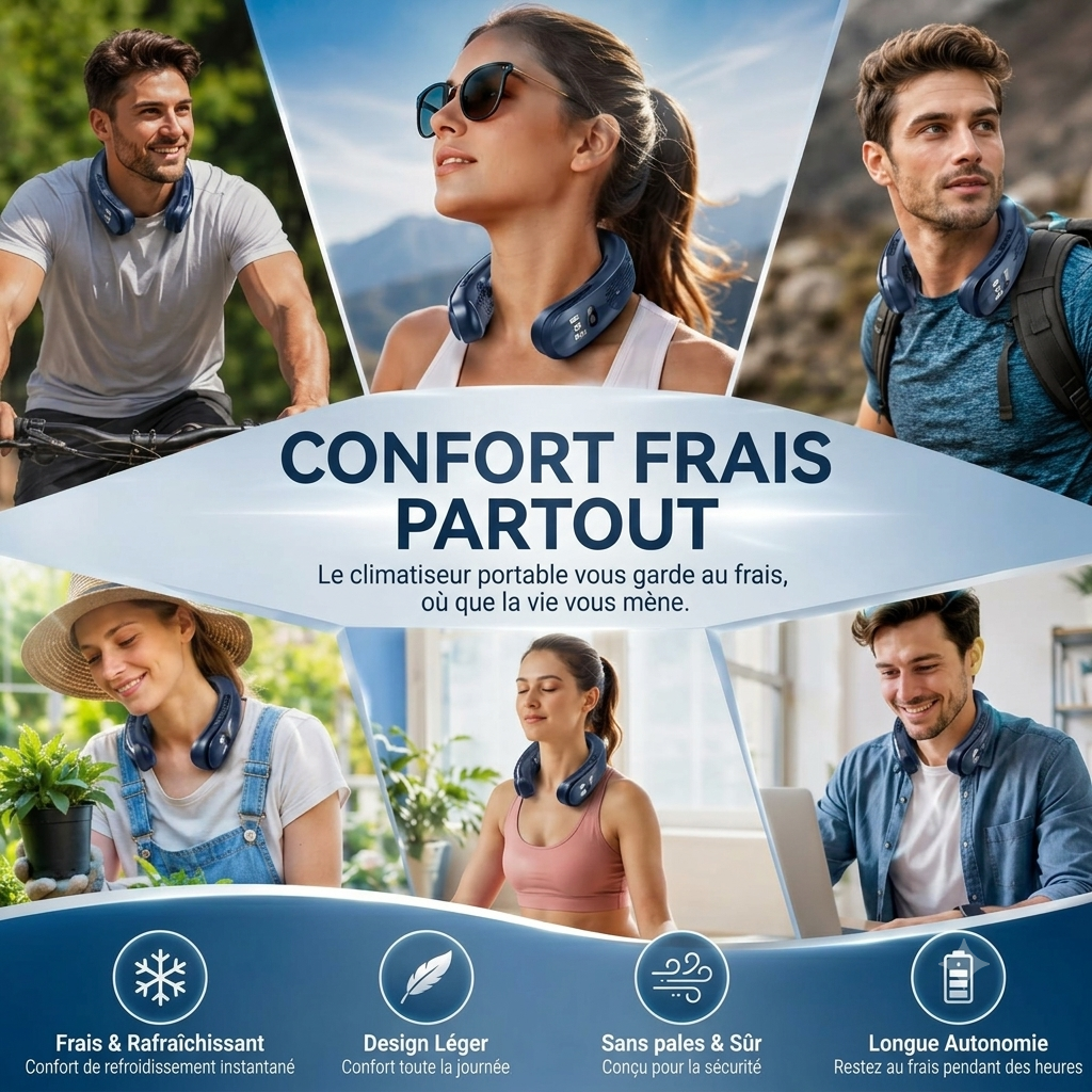 Ventilateur Tour de Cou Unisexe Climavell Fonction Chaud Froid