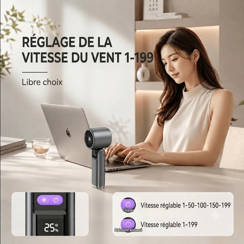Ventilateur USB-C Mini Refroidissement Plaque Froide avec Ecran LED