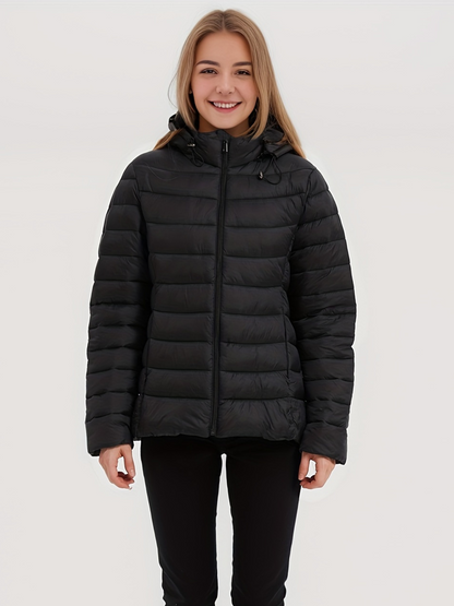 Veste Hiver Douillette à Capuche Fermeture Éclair