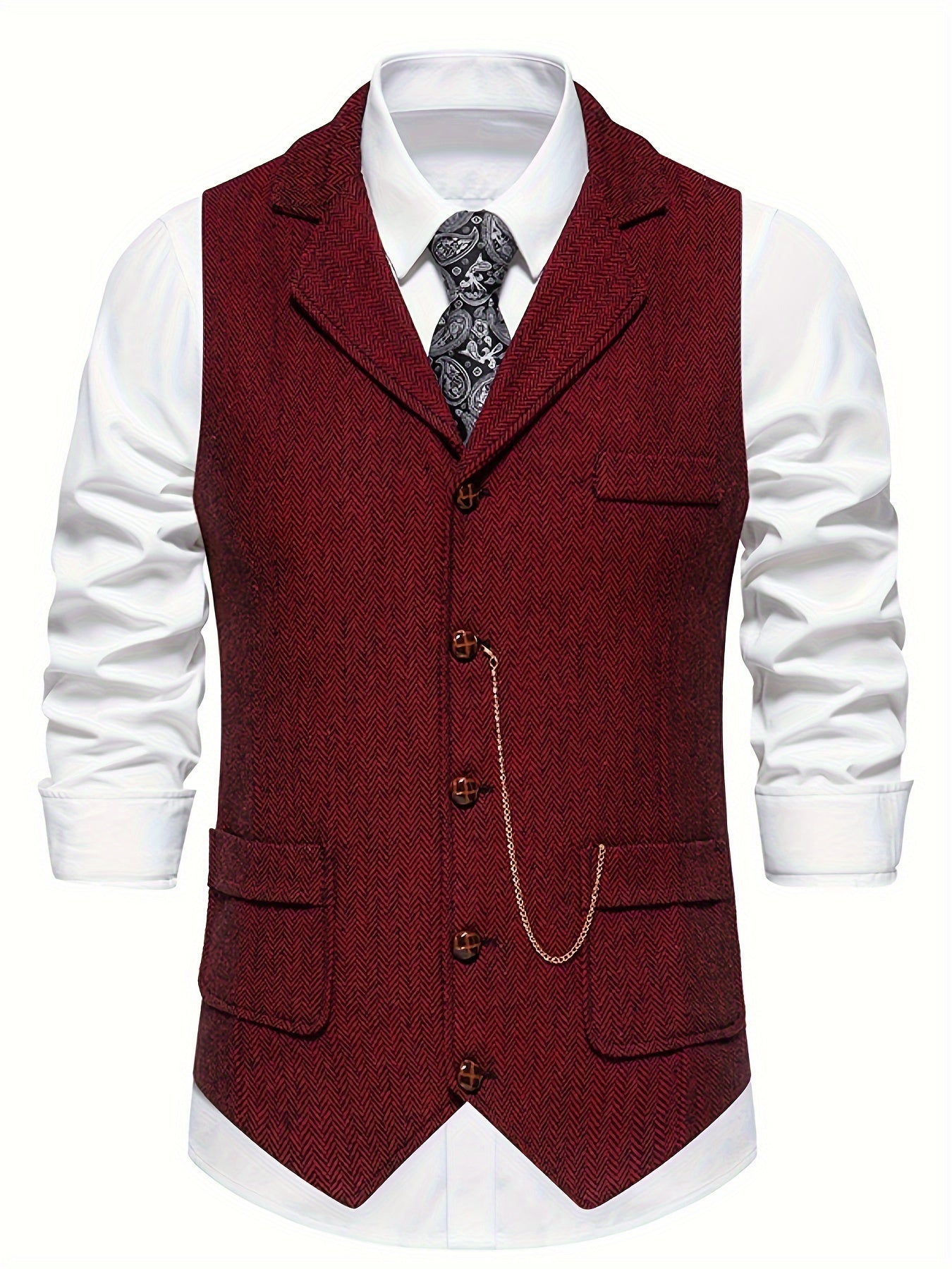 Gilet Sans Manche Homme Motif Chevron Coupe Classique - Foivo