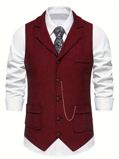 Gilet Sans Manche Homme Motif Chevron Coupe Classique - Foivo