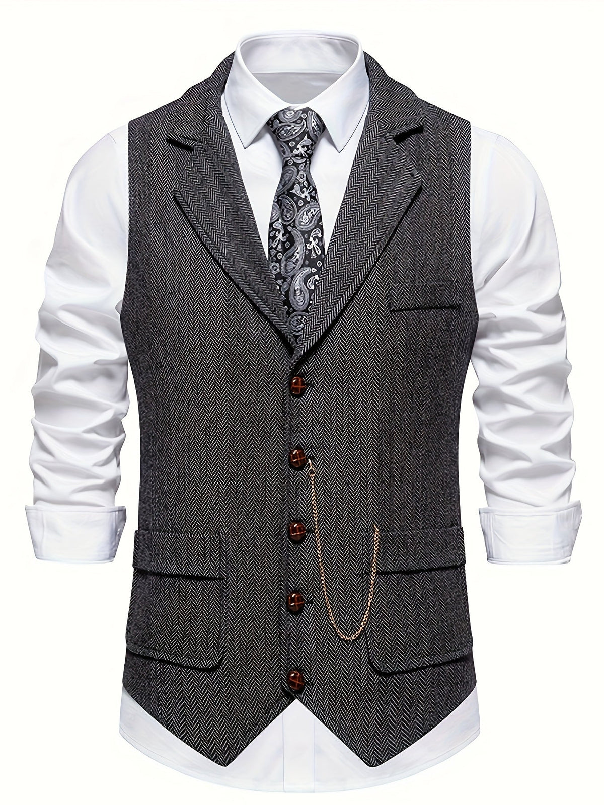 Gilet Sans Manche Homme Classique Motif Chevron 2